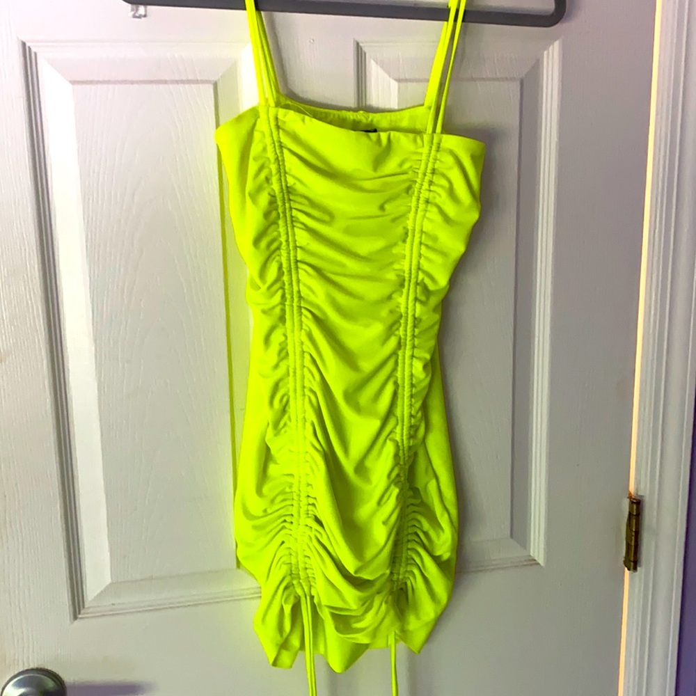 neon yellow bodycon dress